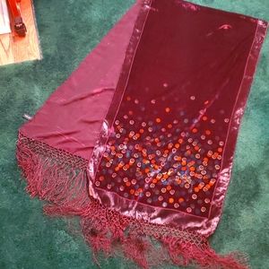 NWOT silk velvet Pashmina sparkle gold shawl scarf wrap with fringe tassels